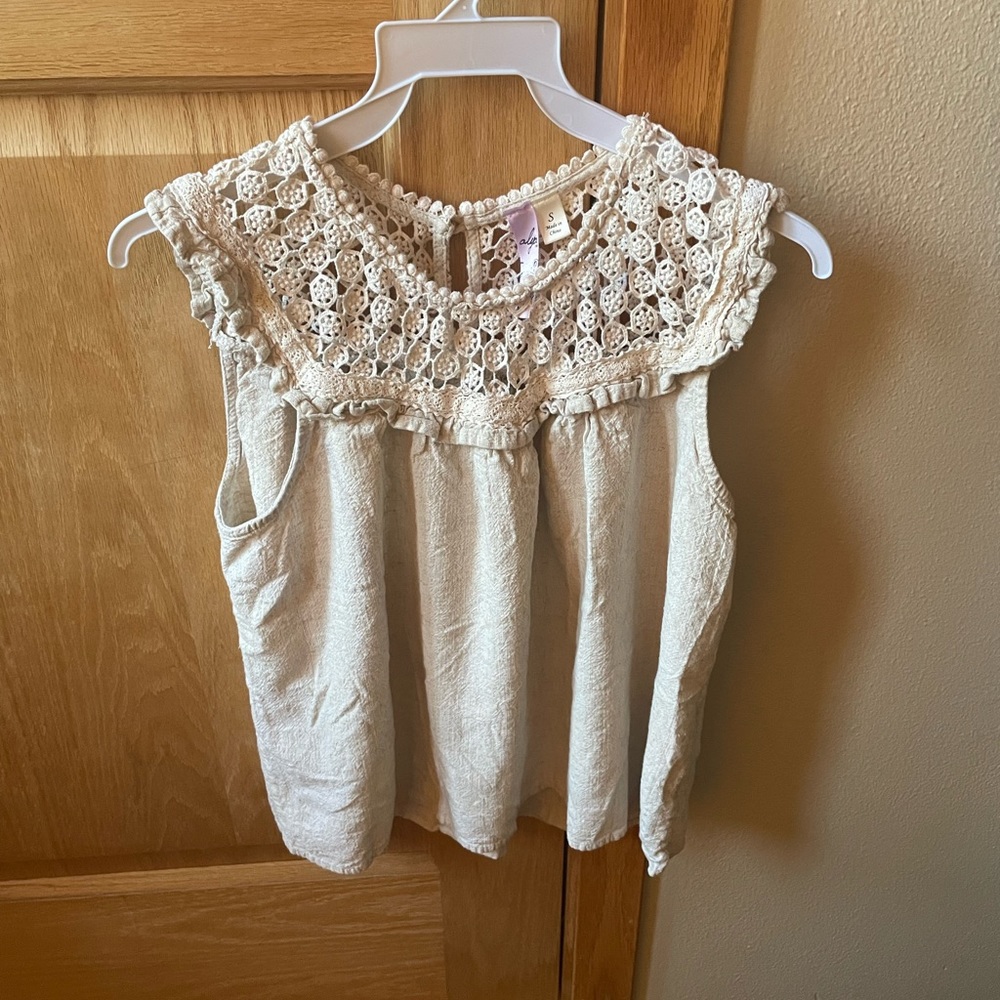 Tank top with crochet top. Size small